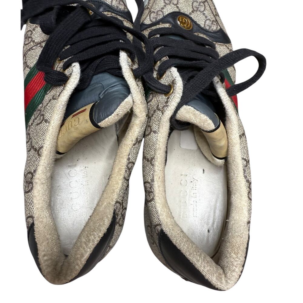 Gucci Screener canvas beige brown red green low top Sneakers size 10 Mens - Picture 9 of 13